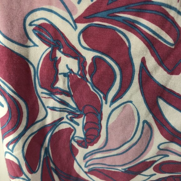 Womens Sporty Beach Strapless Pink Lobster Ruffled Cover Up Pockets Dress Sz L - Picture 7 of 14